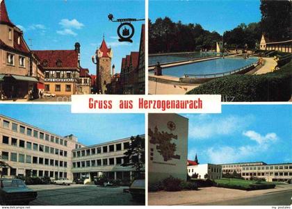 Herzogenaurach Bayern Motiv Stadtzentrum Turm Freibad Berufsschule
