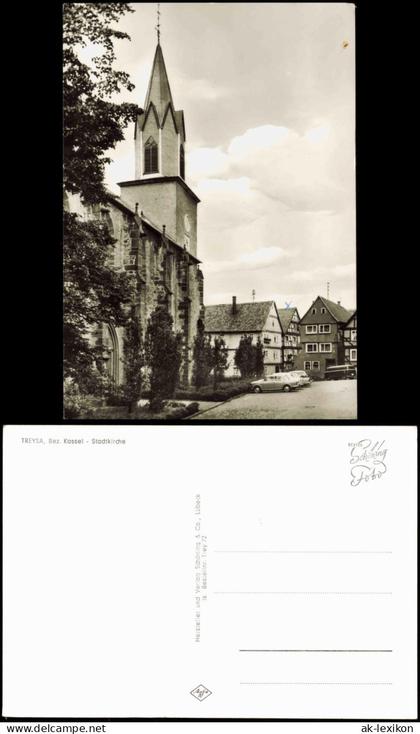 Ansichtskarte Treysa-Schwalmstadt Stadtkirche Parkplatz Häuser 1971