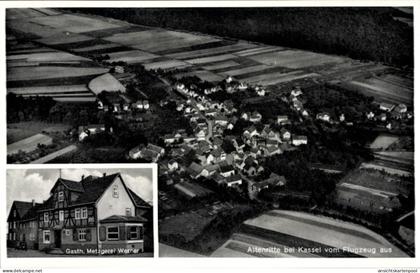 CPA Altenritte Altenridde Baunatal Hessen, Fliegeraufnahme, Gasthaus Metzgerei Werner