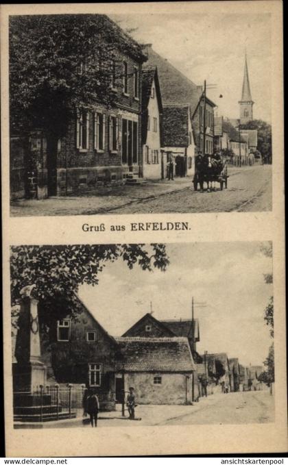 CPA Erfelden Riedstadt in Hessen, Straßenpartie, Kriegerdenkmal