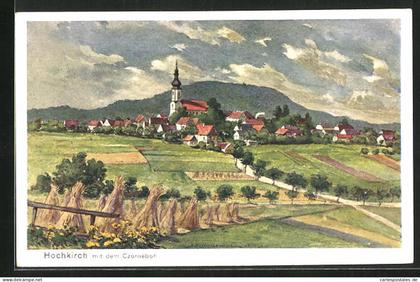 Künstler-AK Hochkirch, Teilansicht mit Czernoboh