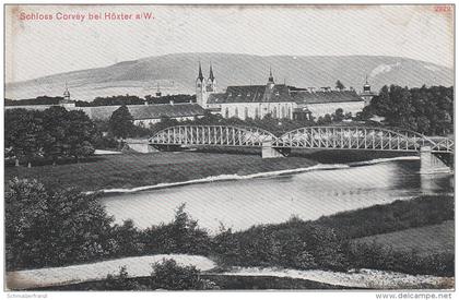 AK Schloss Corvey bei Höxter Brücke Eisenbahnbrücke ? bei Holzminden Brakel Detmold