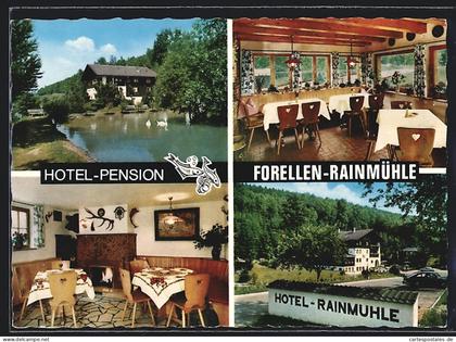 AK Rothenkirchen / Hünfeld, Hotel-Pension Forellen-Rainmühle, mit Speiseräumen
