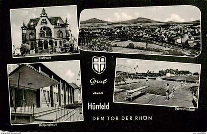 Huenfeld Fulda Hessen Rathaus Kolpinghaus Schwimmbad Panorama Rhoen Stadtansicht