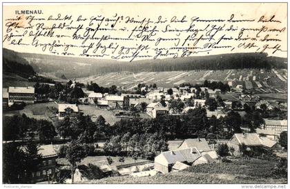 Ilmenau, Gesamtansicht, 1908, mit Bahnpost Stempel Ilmenau-Grossbreitenbach