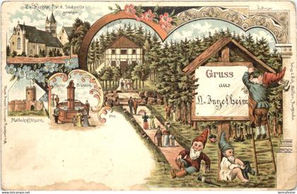 Gruss aus Ingelheim - Litho - Zwerge