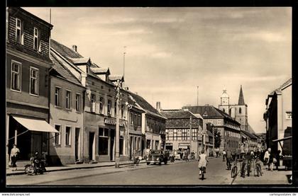AK Jüterbog, Pferdestrasse mit Geschäften