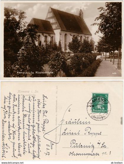 Kamenz Kamjenc Klosterkirche Kamenz Ansichtskarte Oberlausitz 1927