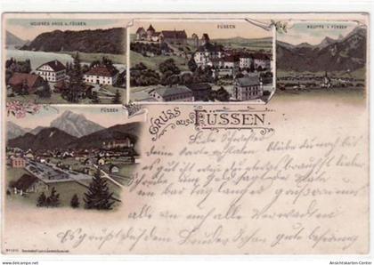 39027228 - Gruss aus Fuessen im Allgaeu.   Weisses Haus bei Fuessen, Reutte bei Fuessen, sowie zwei verschiedene Teilan