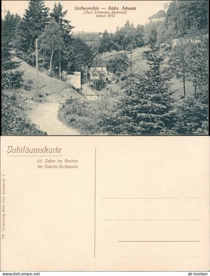 Kleinhennersdorf-Gohrisch (Sächs. Schweiz) Liethenmühle Jubiläumskarte   1916
