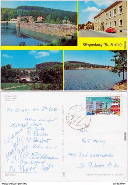 Ansichtkarte  Klingenberg (Sachsen) Talsperre  , Hauptstraße, Teilansicht 1979