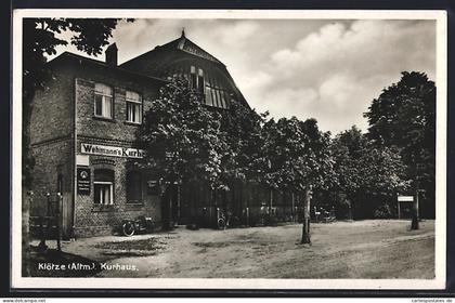 AK Klötze /Altm., Gasthof Wehmanns Kurhaus von der Strasse gesehen