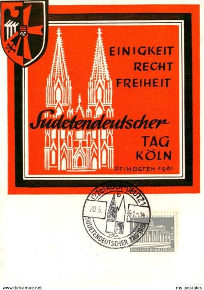 Koeln  Rhein Sudetendeutscher Tag Koeln mit Dom Plakat