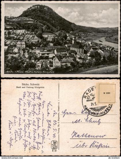 Königstein (Sächsische Schweiz)  Stadt und Festung Königstein 1940