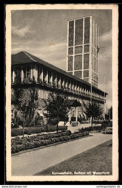 AK Kornwestheim, Rathaus mit Wasserturm