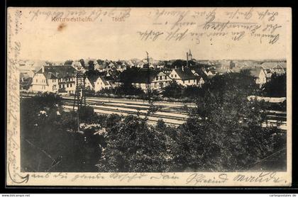 AK Kornwestheim, Totalansicht mit Bahngleis