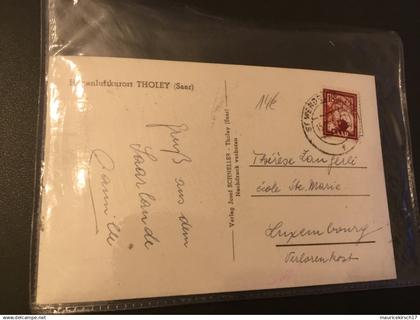 Saarland postkarte ansichtskarte saar tholey sankt wendel 1952 nach Luxemburg