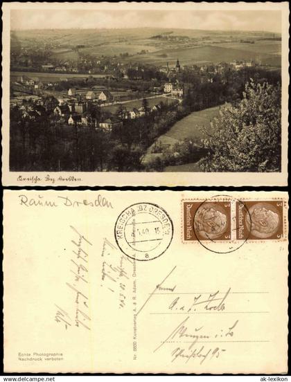 Ansichtskarte Kreischa Panorama 1940  gelaufen mit Stempel KREISCHA Bz. Dresden