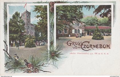 Litho AK Czorneboh Baude Gasthof Turm Cunewalde Rachlau Wuischke Meschwitz Pielitz Großkunitz Kubschütz Pommritz Stempel