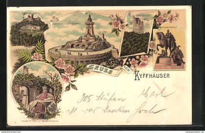 Künstler-AK Kyffhäuser, Kaiser-Wilhelm-Denkmal, Kyffhäuser, Reiterstandbild