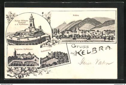 AK Kelbra, Kaiser Wilhelm Denkmal auf dem Kyffhäuser, Burgruine Kyffhäuser, Rothenburg