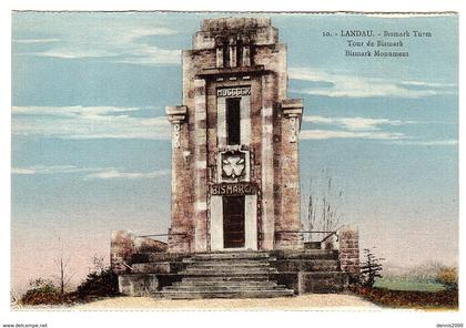 LANDAU - Bismark Turm - Tour de Bismark - Bismark Monument - carte colorisée / colored card - Ed. M. H.