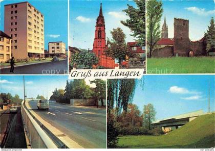 Langen Hessen Teilansichten Kirche Hochhaus Ruine Bruecke