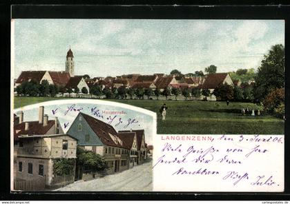 AK Langenzenn, Hauptstrasse von oben, Ortsansicht von einer Wiese aus