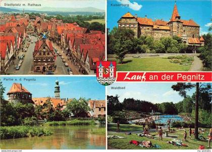 Lauf Pegnitz Stadtplatz Rathaus Kaiserburg Partie an der Pegnitz Waldbad Freibad