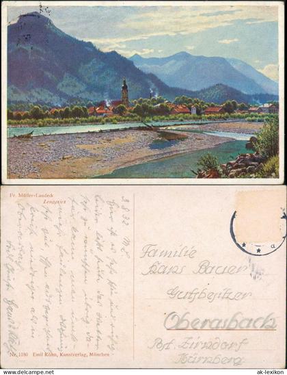 Lenggries Deutschland - Bayern - Lenggries, Panorama, farbig 1932
