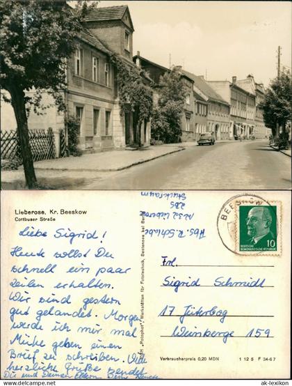 Ansichtskarte Lieberose Cottbuser Straße Wartburg 1964