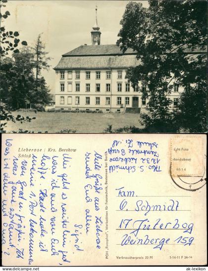 Ansichtskarte Lieberose Schloss - Parkseite 1961