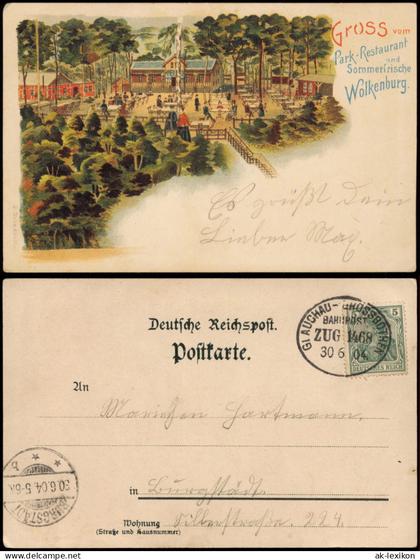 Litho AK Wolkenburg Limbach Oberfrohna Park Restaurant Sommerfrische 1904   B