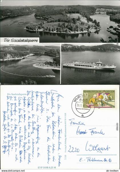 Ansichtskarte Bad Lobenstein Saaletalsperre - Panorama - Fähre 1980
