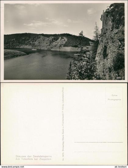 Ansichtskarte Bad Lobenstein Saaletalsperre - Totenfels Zoppoten 1932