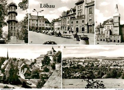 Loebau Sachsen Aussichtsturm Platz der Befreiung Rathaus Teilansicht Loebau Nord