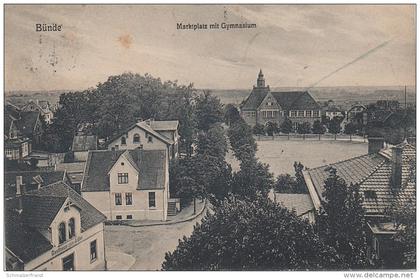 AK Bünde Westfalen Markt Gymnasium Gasthof zum Adler bei Löhne Herford Oeynhausen Lübbecke Werfen Enger Hiddenhausen