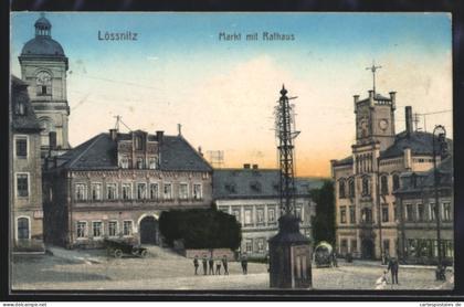 AK Lössnitz, Markt mit Rathaus