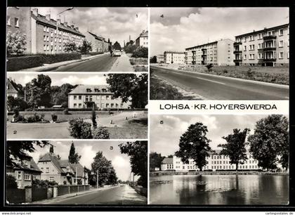 AK Lohsa /Hoyerswerda, Am Ziegelteich, Poliklinik, Polytechnische Oberschule, Karl-Marx-Strasse