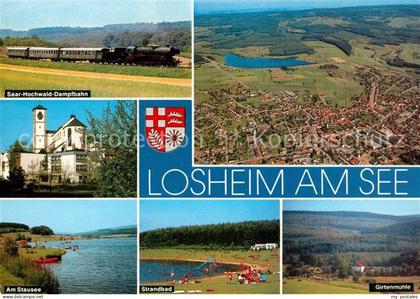 Losheim See Feriengebiet Mosel Saar Hochwald Fliegeraufnahme Dampflokomotive Sta