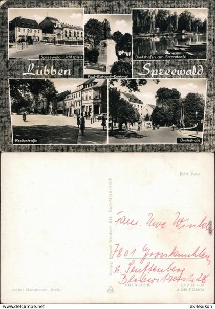 Lübben (Spreewald) Spreewald Lichtspiele, Bootshafen, Breitestraße 1968