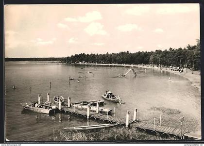 AK Briesensee /Kr. Lübben, Uferpartie mit Bootssteg