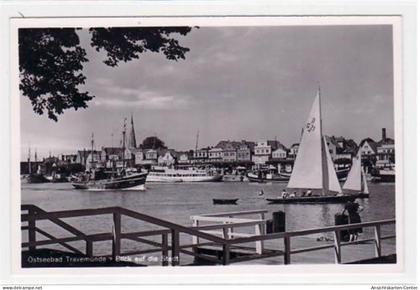 39072001 - Luebeck Travemuende mit Blick auf die Stadt. ungelaufen handschriftliches Datum von 1951. Top Erhaltung.