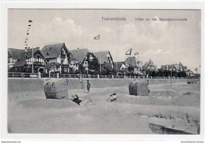 39072010 - Luebeck Travemuende mit Villen an der Strandpromenade ungelaufen  Top Erhaltung.