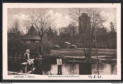AK Lüchow i. Hann., Jeetzelpartie und Schlossruine