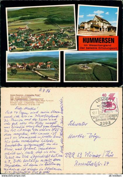 Hummersen (Weserbergland)-Lügde (Westfalen) Pension Luftaufnahme 1976