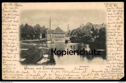 ALTE POSTKARTE GRUSS AUS LÜDINGHAUSEN BORGPARTIE 1900 Borgmühle cpa AK Ansichtskarte postcard