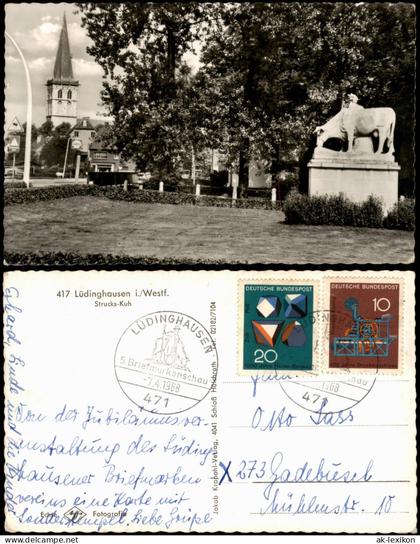 Lüdinghausen Partie  Strucks-Kuh 1968 Sonderstempel der 5. Briefmarkenschau