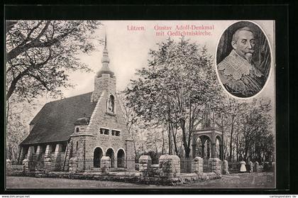 AK Lützen, Gustav Adolf-Denkmal mit Gedächtniskirche