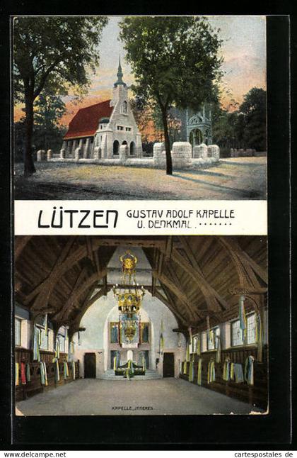 AK Lützen, Gustav Adolf-Kapelle und Denkmal